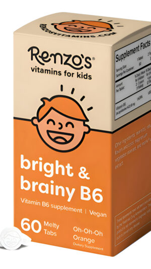 Renzo's Bright & Brainy B6, Vitaminas Veganas 60 Tabletas Solubles Para Niños