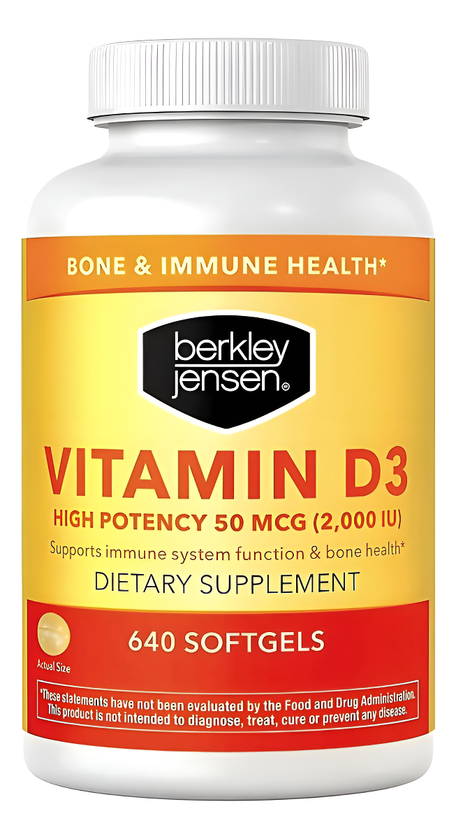 Berkley Jensen Suplemento De Vitamina D3 De Alta Potencia De 2000 Ui (50 Mcg) 640 Cápsulas Blandas
