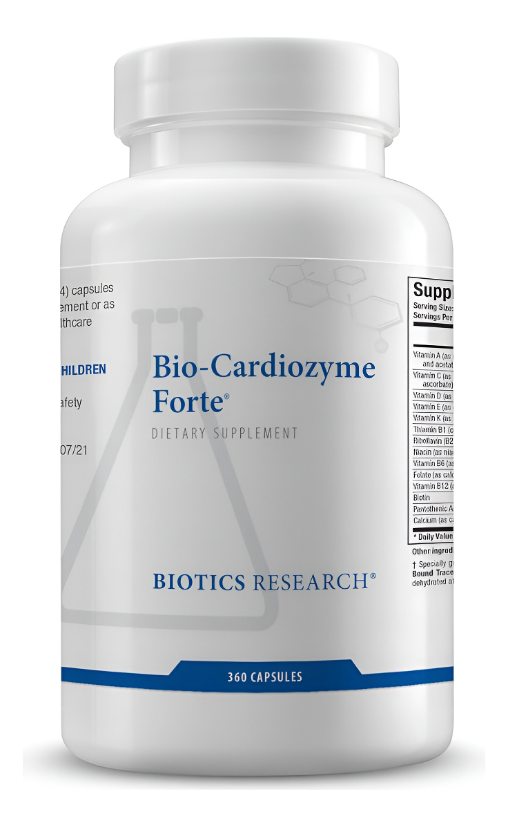Multivitamínico Para El Corazón Sano Bio Cardiozyme Forte De Biotics Research. Potente Apoyo Antioxidante. 360 Cápsulas