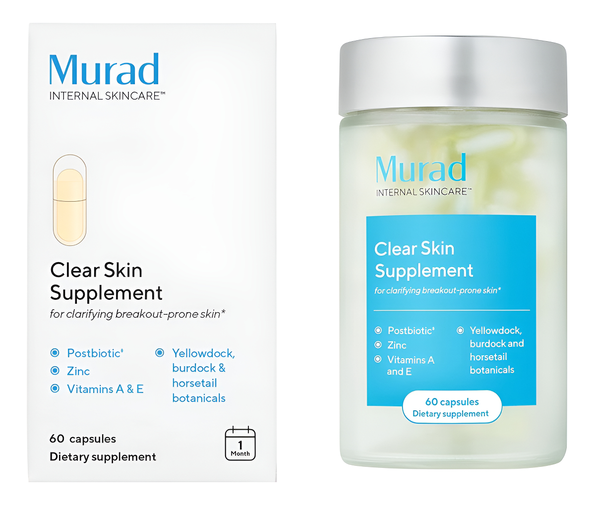 Murad Suplemento Para La Piel Clara - Suplementos Para Piel Propensa Al Acné - Suplemento De Belleza De Biotina, Zinc Y