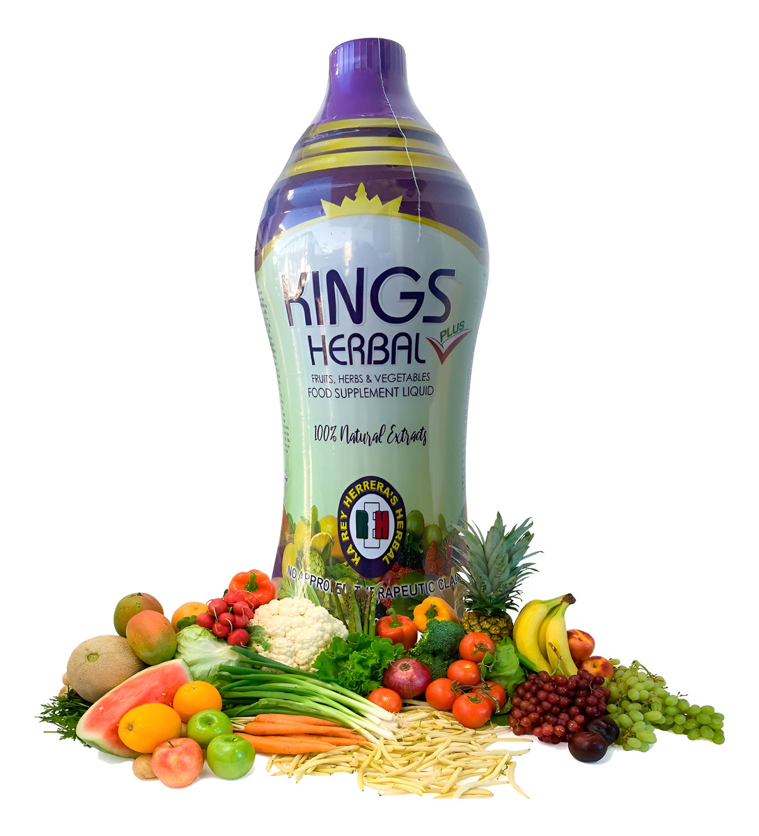Reh Kings Herbal Plus Suplemento Alimenticio (33.8 Fl Oz), 80 Ingredientes, Mezcla De Verduras, Hierbas Y Frutas