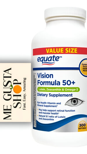 Equate Vision Formula 50+ - Suplemento Dietético De Cápsulas Blandas, 300 Unidades Con Adhesivo  Includes Me Gustas