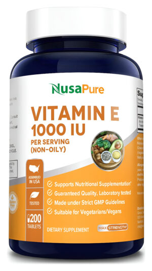 Nusapure Vitamina E 1000 Iu 200 Tabletas (no Gmo Y Sin Glute