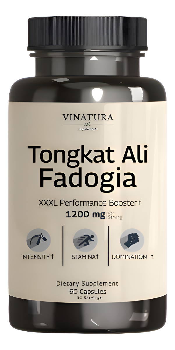 Vinatura Tongkat Ali & Fadogia Agrestis - 1200 Mg, Mejorado Con L-citrulina Y L-arginina, 60 Cápsulas