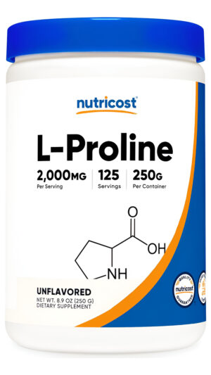 Nutricost L-prolina En Polvo 8.82 Oz - 2,000 Mg Por Porción, Sin Omg