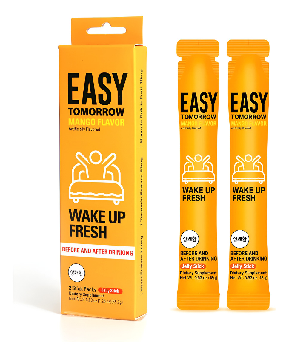 Easy Tomorrow Jelly Stick Suplemento Para Pasar La Resaca Y Dar Energía, Se Toma Antes Y Después De Beber, Paquete De 2