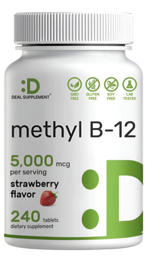 Deal Supplement Vitaminas Metil B-12 De 5000 Mcg, 240 Tabletas Masticables | Forma Activa  Sabor Fresa