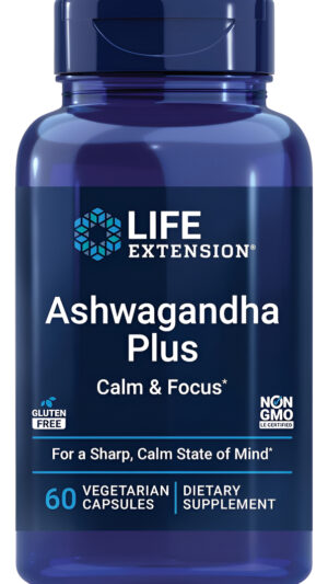 Life Extension Ashwagandha Plus Calm & Focus, Extracto De Ashwagandha, Extracto De Menta Verde, Enfoque, Atención, Rela