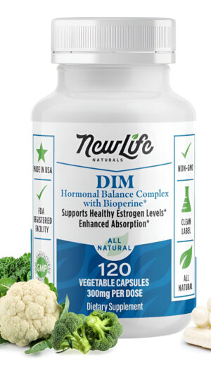 Newlife Naturals Suplemento Dim De 300 Mg Para Mujeres Y Hombres, Acné Hormonal, Píldoras De Equilibrio De Estrógeno, A
