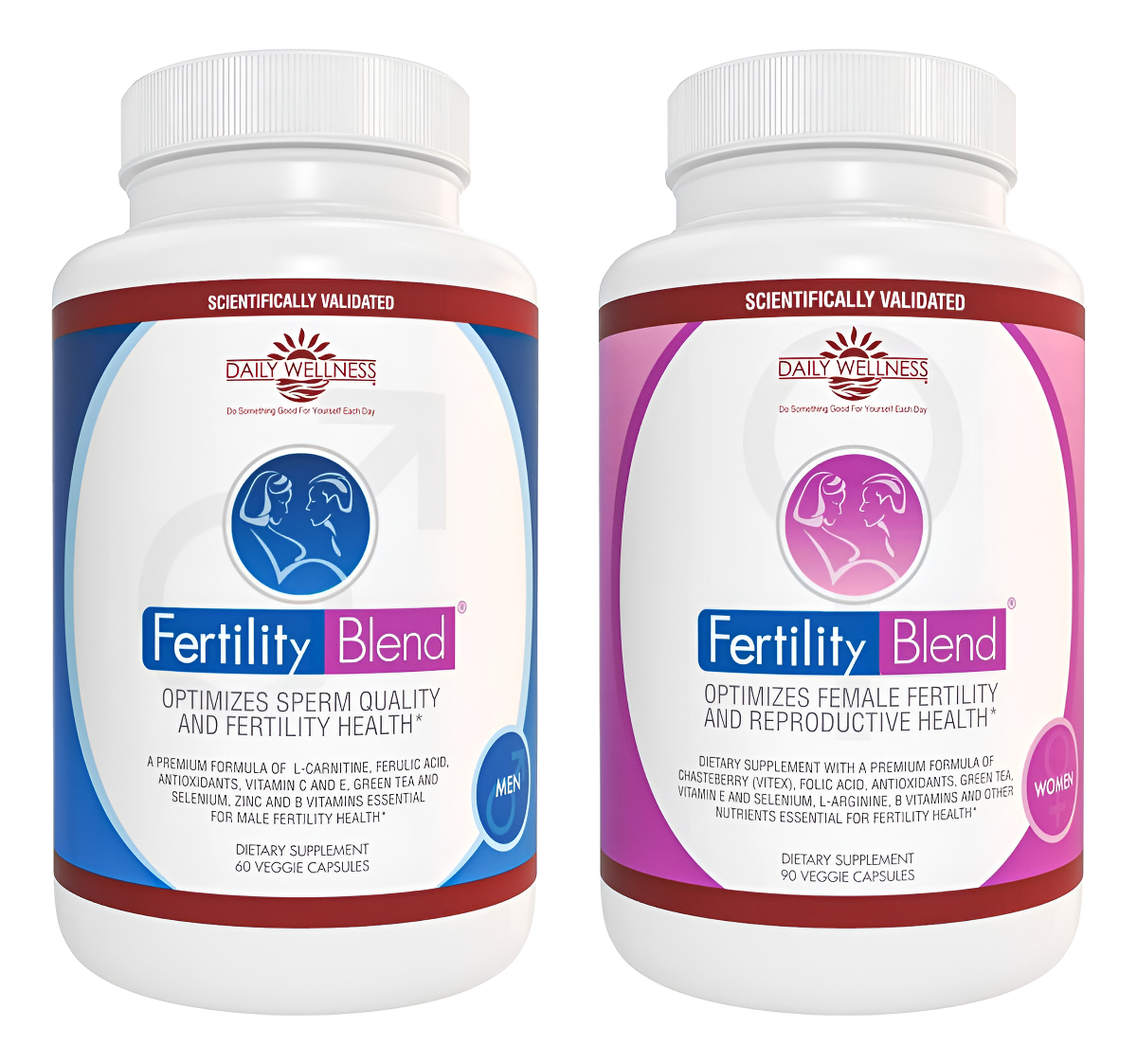 Un Mes De Suministro De Cada Suplemento De Mezcla De Fertilidad Para Hombres (60 Tabletas) Y Suplemento De Mezcla De Fe