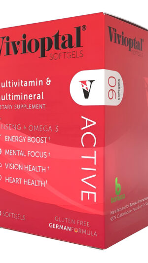 Vivioptal Active, 90 Cápsulas Blandas, Ginseng Y Omega 3, Multivitamínico Y Multimineral, Sin Gluten, Fórmula Alemana