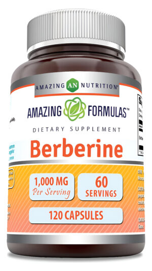 Amazing Formulas Berberina 1000mg Por Porción 120 Cápsulas Suplemento | Sin Omg | Sin Gluten | Fabricado En Estados Uni