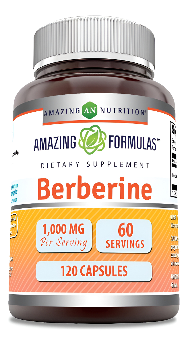 Amazing Formulas Berberina 1000mg Por Porción 120 Cápsulas Suplemento | Sin Omg | Sin Gluten | Fabricado En Estados Uni