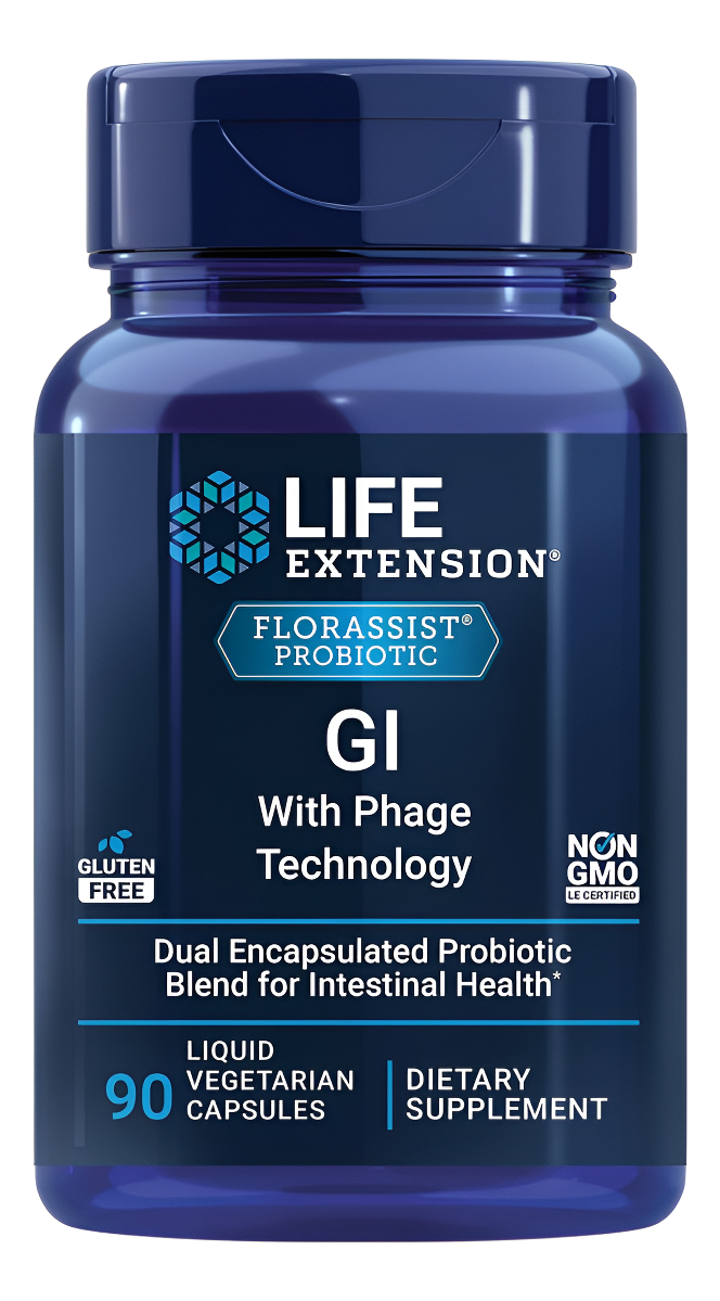 Life Extension Florassist Gi Con Tecnología Phage, 7 Cepas Probióticas, Mezcla De Bacteriófagos, 90 Cápsulas Veganas