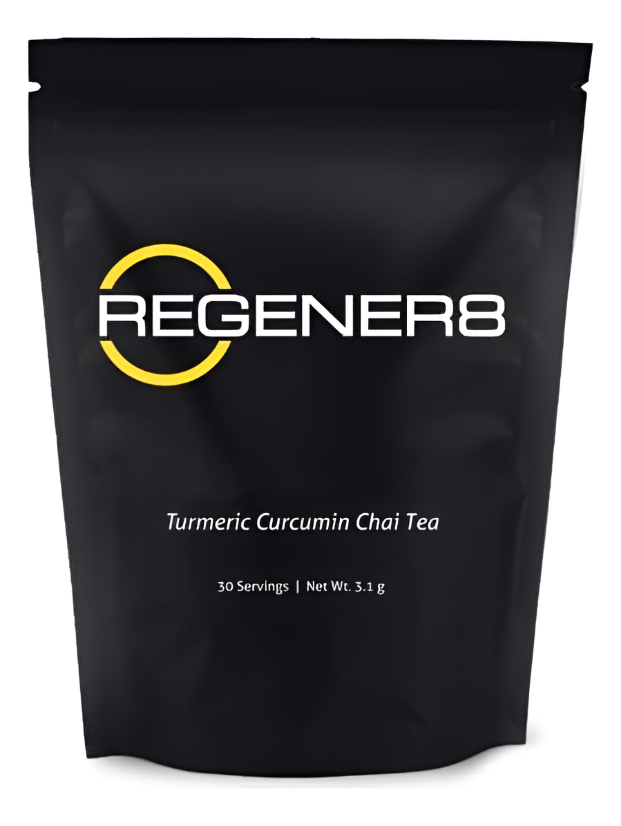 Regener8 - Bebida En Polvo De Cúrcuma, Tu Mezcla Saborizada Con Chai Para Apoyar El Bienestar General, Incluye 30 Barra