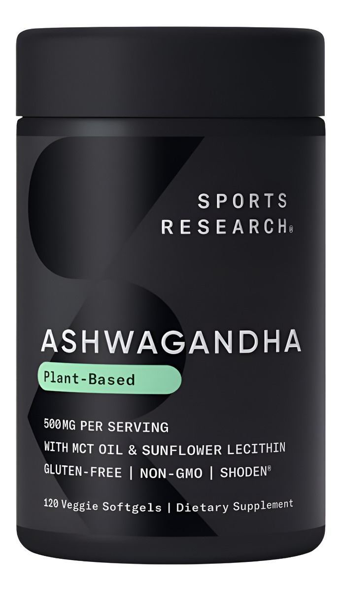 Sports Research® 120 Cápsulas Blandas Ashwagandha Con Aceite De Coco Mct, Adaptógeno Ayurvédico