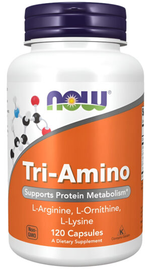 Now Suplementos, Tri-amino Con L-arginina, L-ornitina, L-lisina, Apoya El Metabolismo De Proteínas*, 120 Cápsulas