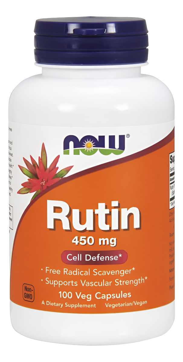 Now Suplementos, Rutina (sophora Japonica) 450 Mg, Eliminador De Radicales Libres*, Defensa Celular*, 100 Cápsulas Vege