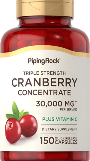 Piping Rock Pastillas De Arándano Para Mujeres | 30,000 Mg | 150 Cápsulas | Extracto Concentrado Más Vitamina C | Tripl