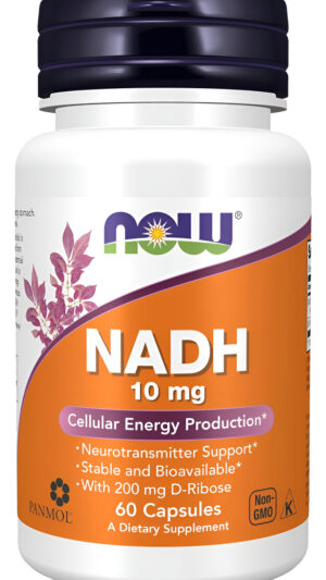 Now Suplementos, Nadh Reducido, 10 Mg Con 200 Mg De D-ribosa, 60 Cápsulas Vegetales
