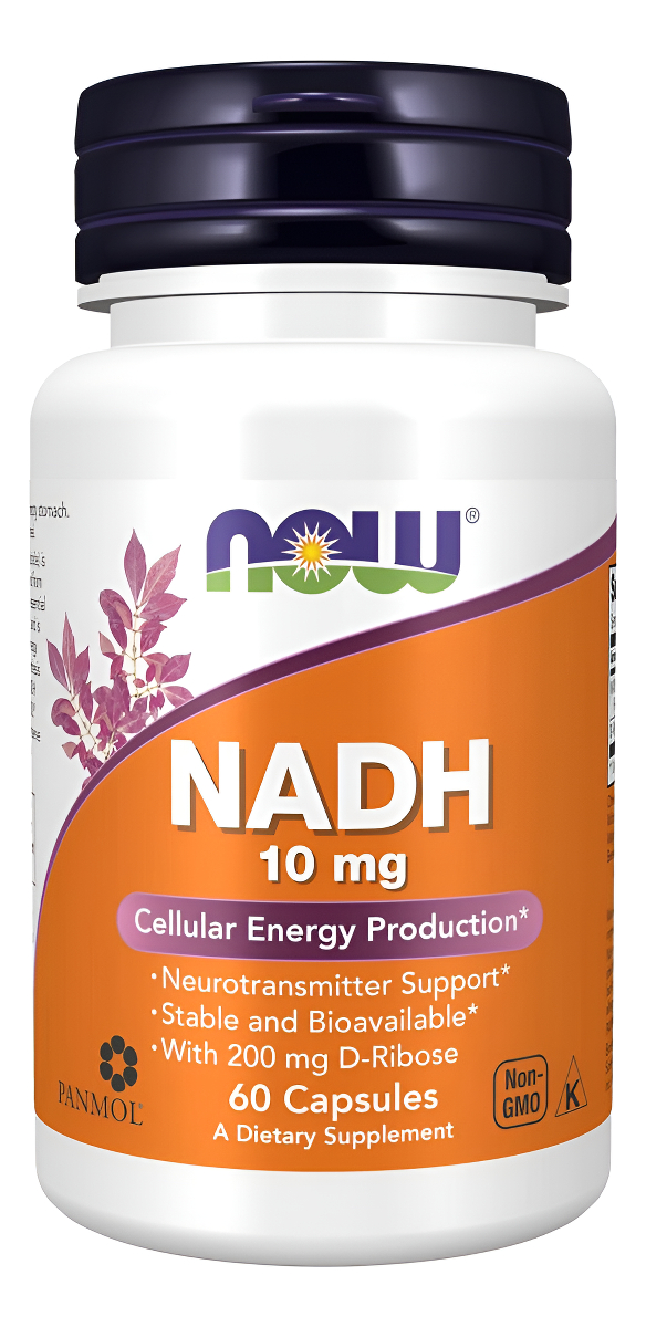 Now Suplementos, Nadh Reducido, 10 Mg Con 200 Mg De D-ribosa, 60 Cápsulas Vegetales