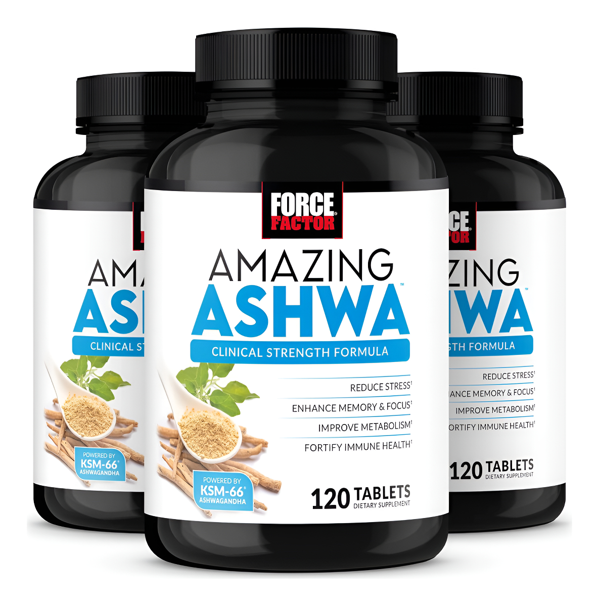 Force Factor Ashwa Increíble Para Aliviar El Estrés, La Memoria, La Concentración Y El Apoyo Inmunológico, Suplemento D