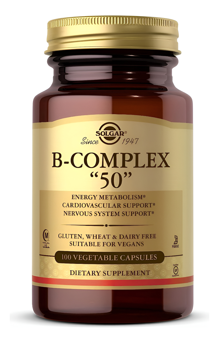 Solgar B-complex 50 - 100 Cápsulas Vegetales Sin Omg, Vegano, Sin Gluten 100 Cápsulas