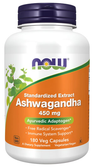 Now Suplementos, Ashwagandha (withania Somnifera) 450 Mg (extracto Estandarizado), 180 Cápsulas Vegetales