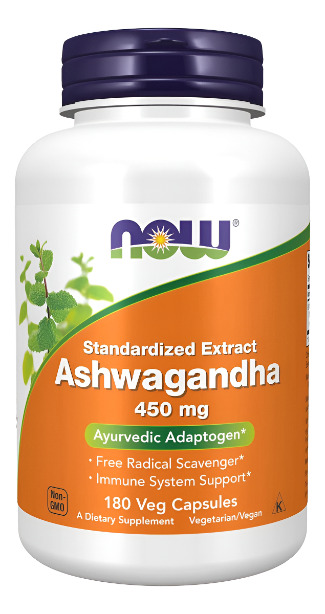 Now Suplementos, Ashwagandha (withania Somnifera) 450 Mg (extracto Estandarizado), 180 Cápsulas Vegetales
