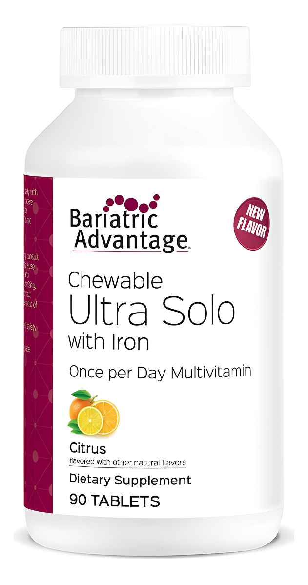Bariatric Advantage Masticable Ultra Solo Con Multivitamínico Diario De Hierro Para Cirugía De Bypass Gástrico