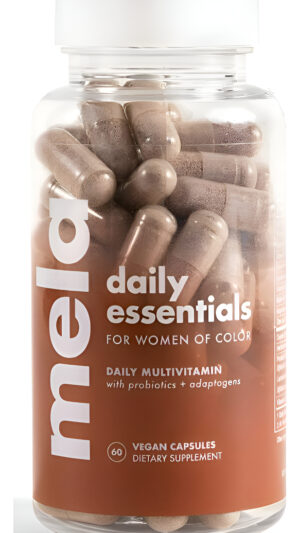 Mela Daily Essentials Multivitamínico Para Mujeres Melanadas, Dosis Altas De Vitamina D3 Y B12, 60 Cápsulas Veganas