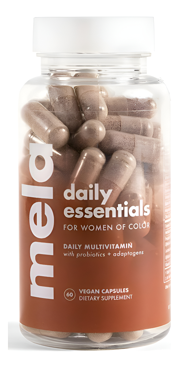 Mela Daily Essentials Multivitamínico Para Mujeres Melanadas, Dosis Altas De Vitamina D3 Y B12, 60 Cápsulas Veganas