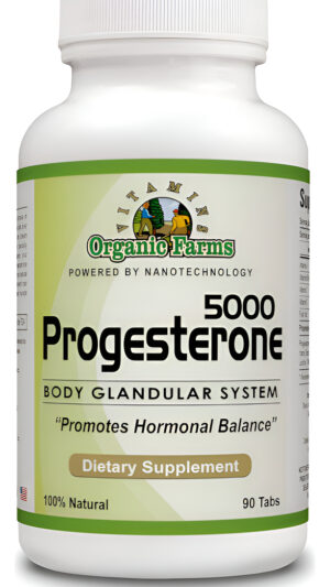 Organic Farm Vitaminas Progesterona 5000 - Suplemento Dietético Para El Sistema Glandular Corporal, Píldoras De Progest