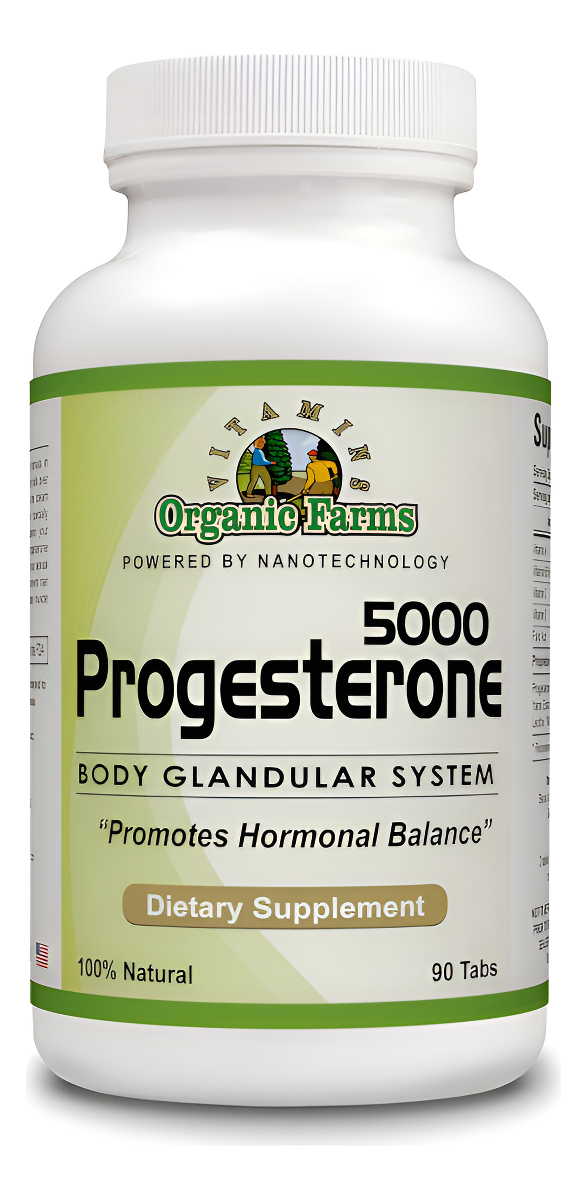 Organic Farm Vitaminas Progesterona 5000 - Suplemento Dietético Para El Sistema Glandular Corporal, Píldoras De Progest