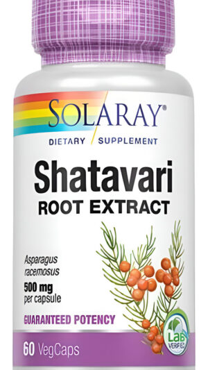 Solaray Extracto De Raíz De Shatavari De Potencia Garantizada, Tapa Vegetal (btl-plástico) 500mg | 60ct