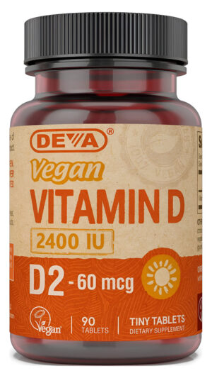 Deva Vitamina D2 Vegana 60 Mcg 2400 Ui, Suplemento De Ergocalciferol 90 Tabletas