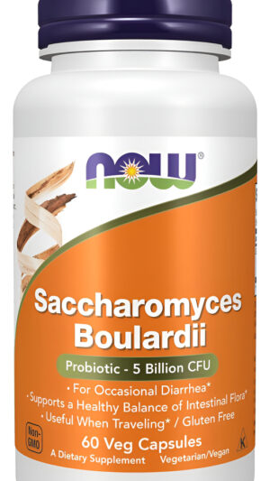 Now Suplementos, Saccharomyces Boulardii, 5 Mil Millones De Ufc De Probióticos, 60 Cápsulas Vegetales