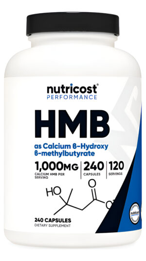Nutricost Hmb (beta-hidroxi Beta-metilbutirato) 1000 Mg (240 Cápsulas), 500 Mg Por Cápsula, 120 Porciones, Sin Gluten Y