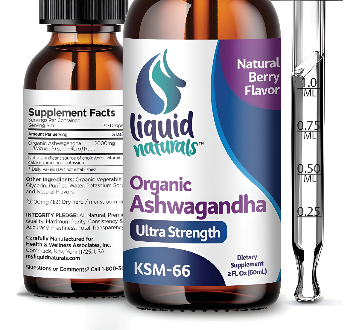 Liquid Naturals Suplemento De Ashwagandha Ksm-66, Gotas Líquidas, 2 Fl. Oz.