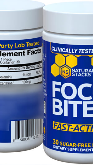 Natural Stacks Focus Bites Para La Productividad Y La Cognición - Suplemento De Paraxantina - 30 Comprimidos