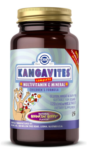 Solgar Kangavites, Bouncin' Berry Flavor - 120 Tabletas Masticables - Fórmula Completa Multivitamínica Y Mineral Para N