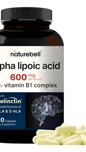 Naturebell Ácido Alfa Lipoico De 600 Mg Con Complejo B1 | 300 Cápsulas, Fórmula De Mielinctina 4 En 1