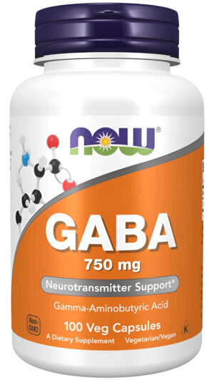 Now Suplementos, Gaba (ácido Gamma-aminobutírico) 750 Mg, Soporte Para Neurotransmisores*, 100 Cápsulas Vegetales
