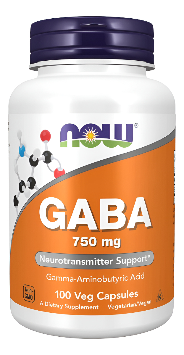 Now Suplementos, Gaba (ácido Gamma-aminobutírico) 750 Mg, Soporte Para Neurotransmisores*, 100 Cápsulas Vegetales