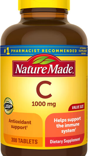 Nature Made Vitamina C 1000 Mg, Extra Fuerza, 300 Tabletas, Apoyo Antioxidante
