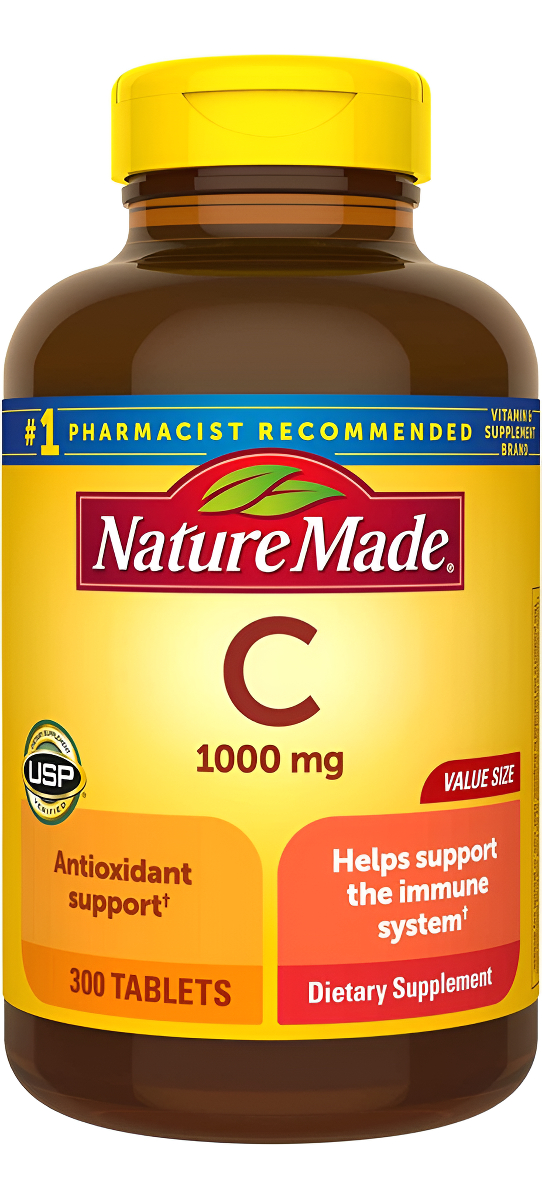 Nature Made Vitamina C 1000 Mg, Extra Fuerza, 300 Tabletas, Apoyo Antioxidante