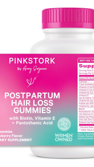 Pink Stork Gomitas Posparto Para La Pérdida Del Cabello: Vitaminas Para La Piel Y Las Uñas 60 Unidades