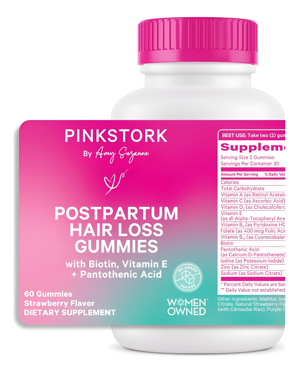 Pink Stork Gomitas Posparto Para La Pérdida Del Cabello: Vitaminas Para La Piel Y Las Uñas 60 Unidades
