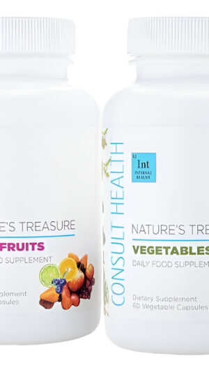 Consult Health Nature's Treasure Mega Fruit & Vegetable Suplemento Dietético Duo - 60 Cápsulas De Frutas Y 60 Verduras