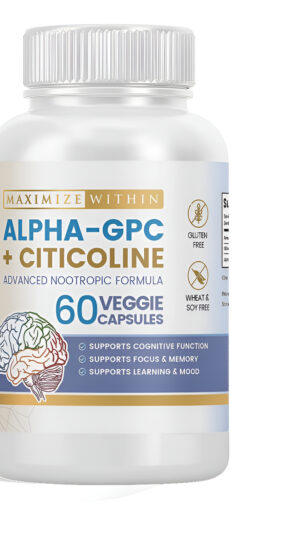 Alpha Gpc + Citicoline 60 Cap, Fórmula Concentrada De 1600 Mg  99% + Nootrópico Altamente Purificado Y Biodisponible